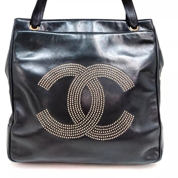 CHANEL CC LOGO STUDDED TOTE BAG - Picture 1 of 16